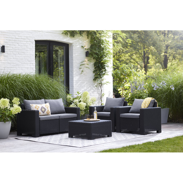 Keter California 4 Seater Outdoor Garden Furniture Lounge set Wayfair